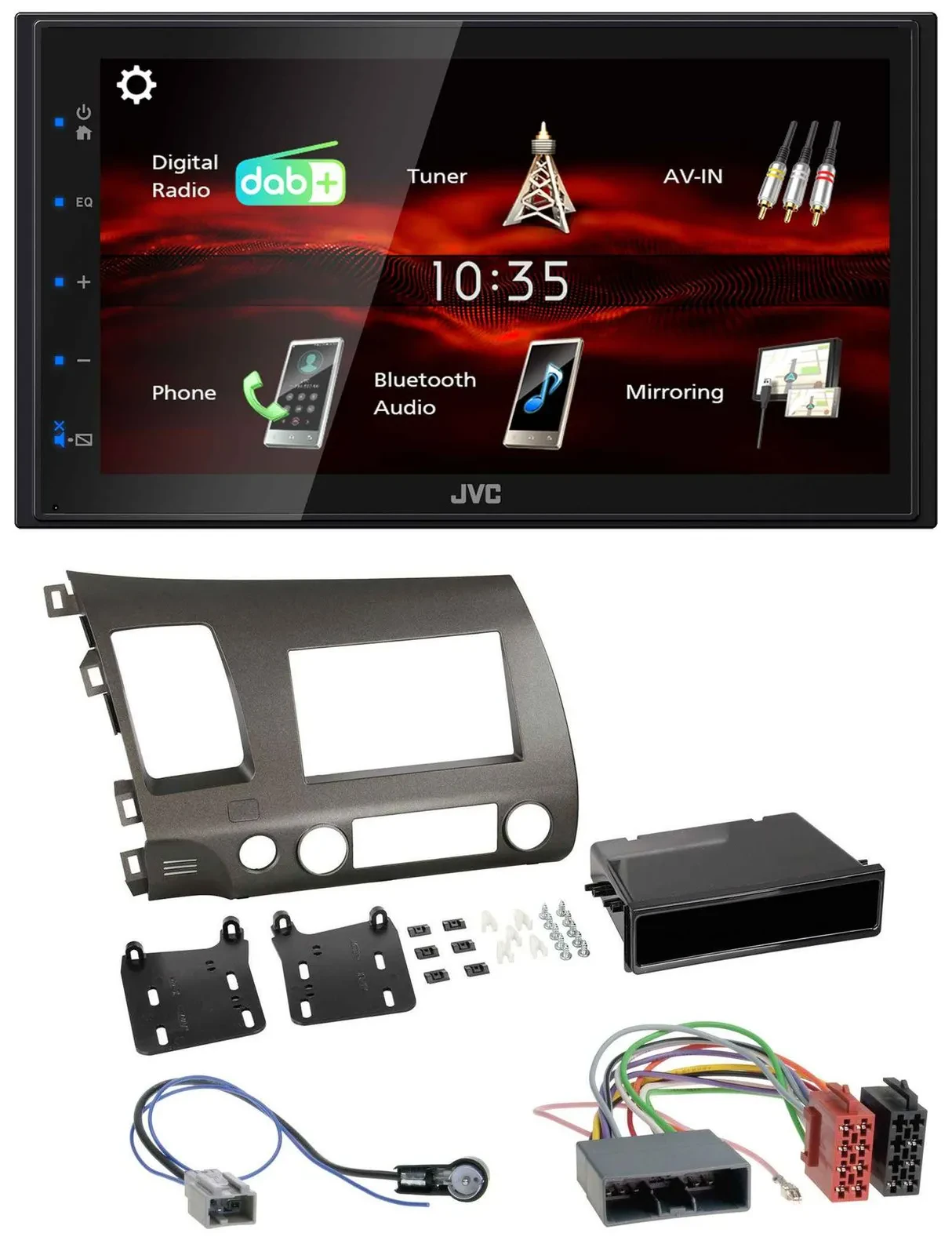 JVC USB Bluetooth MP3 DAB 2DIN Autoradio für Honda Civic Hybrid FD3 06-10 anthra