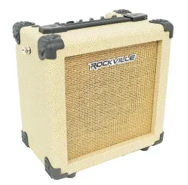 Rockville G-CHARGE 20 BEIGE Rechargeable Guitar Amplifier Spring Reverb+Mic In