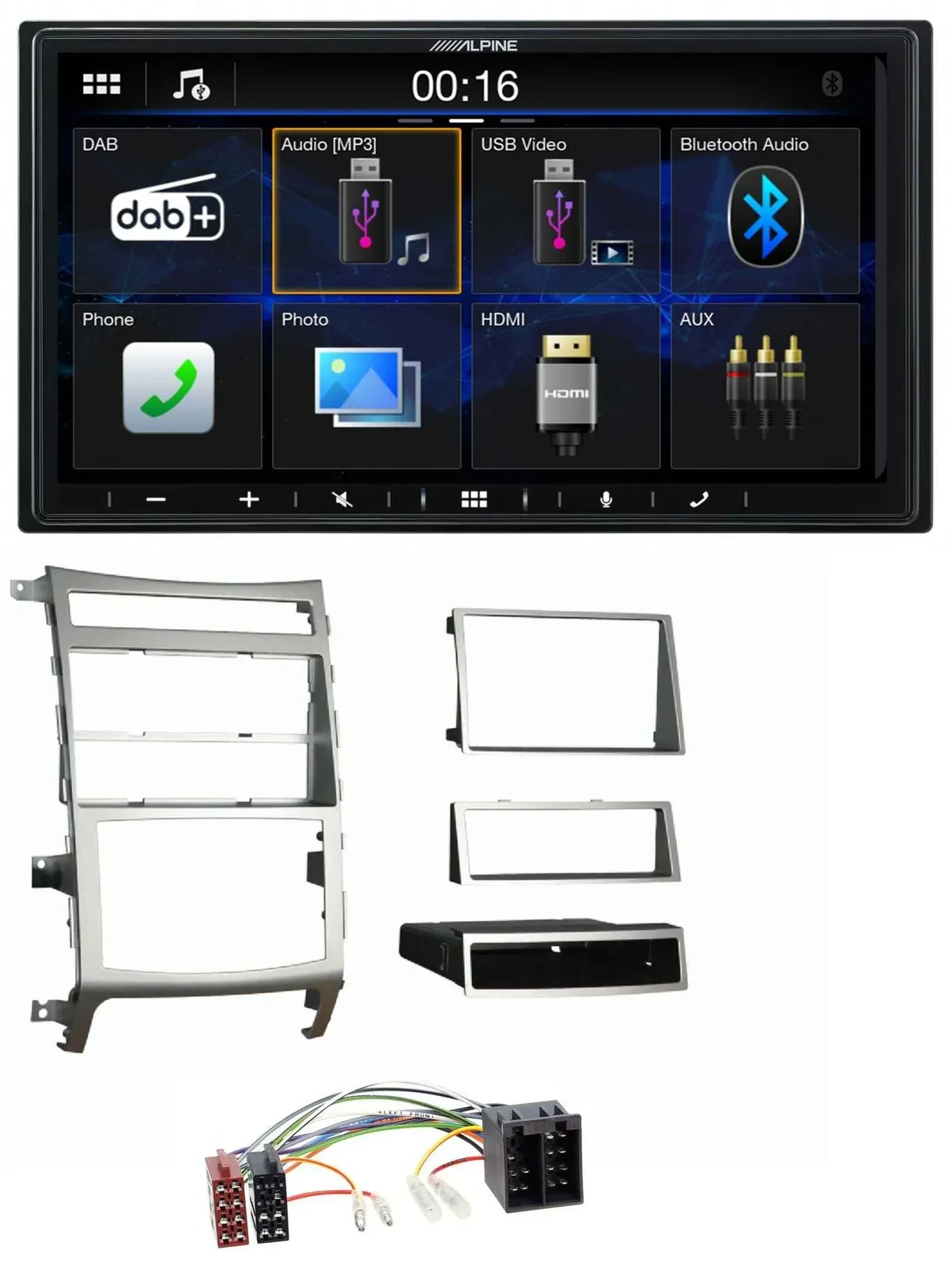 Alpine Bluetooth 2DIN MP3 DAB USB Autoradio für Hyundai ix55 2009-2012 silber