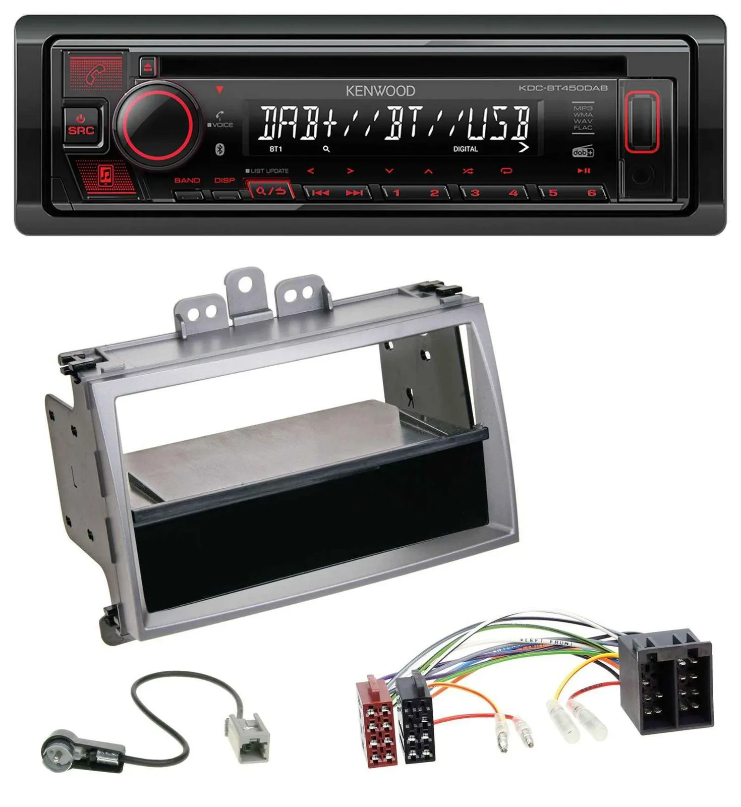 Автомагнитола Kenwood MP3 CD USB Bluetooth DAB для Hyundai i20 (2008–2011) с карманом