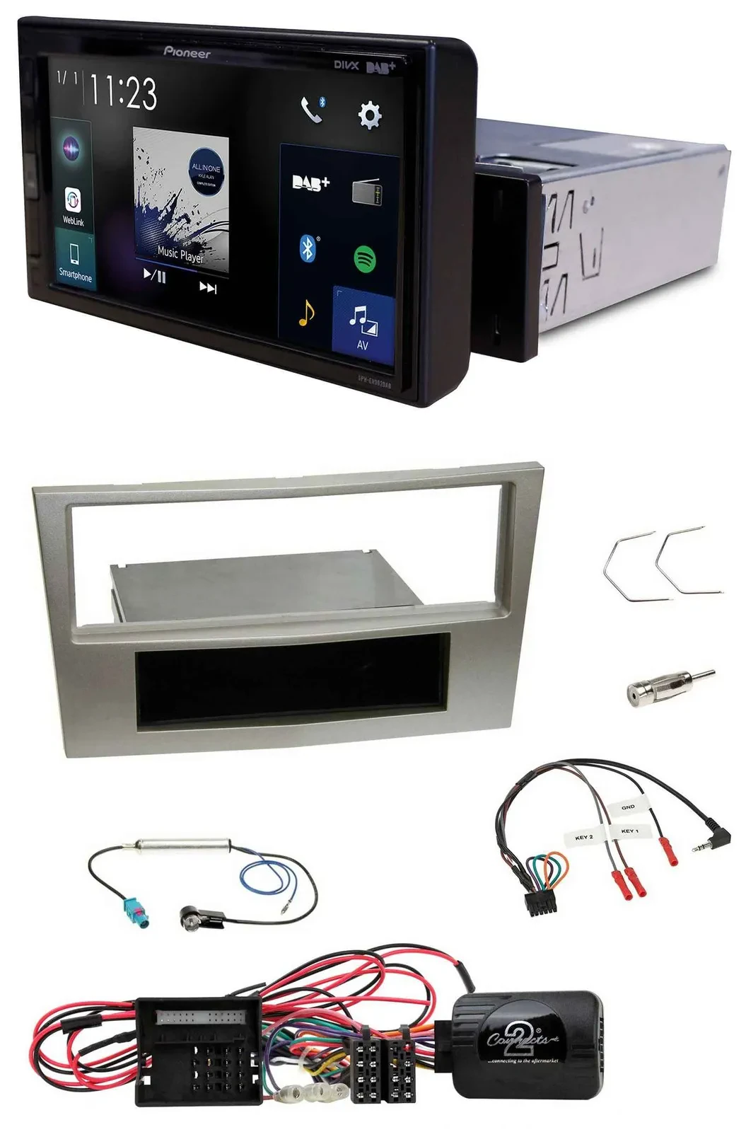 Pioneer DAB Lenkrad Bluetooth USB Autoradio für Opel Corsa D satin-stone 09-14