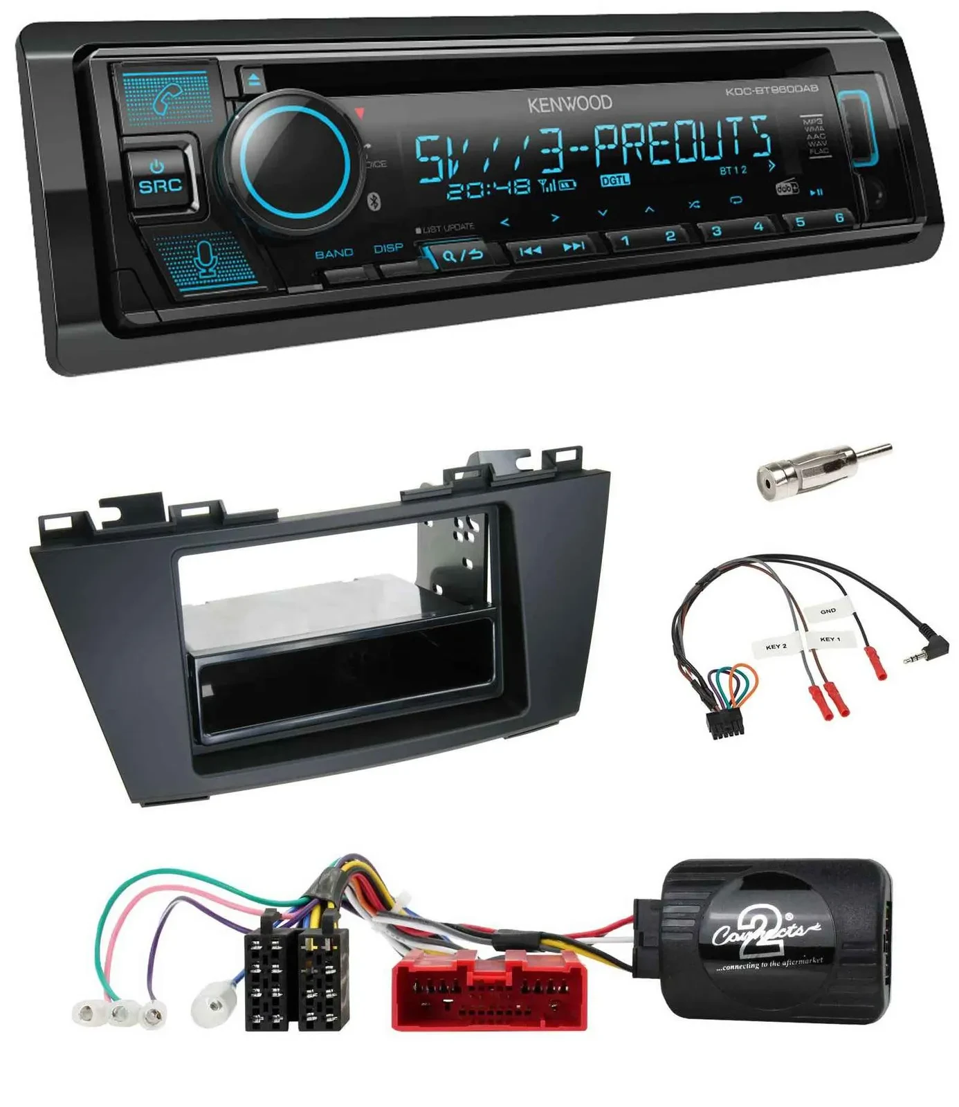 Kenwood Bluetooth USB CD Lenkrad DAB Autoradio für Mazda 5 (2010-2015)