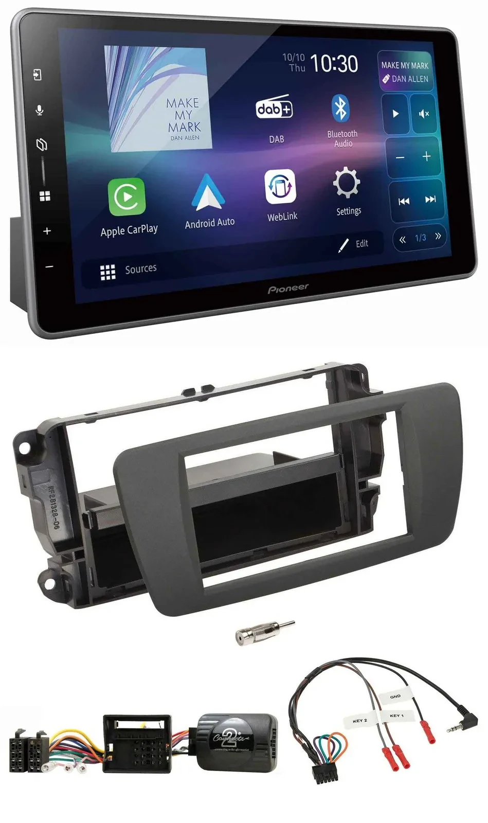 Pioneer Bluetooth USB DAB Lenkrad Autoradio für Seat Ibiza tuam grey