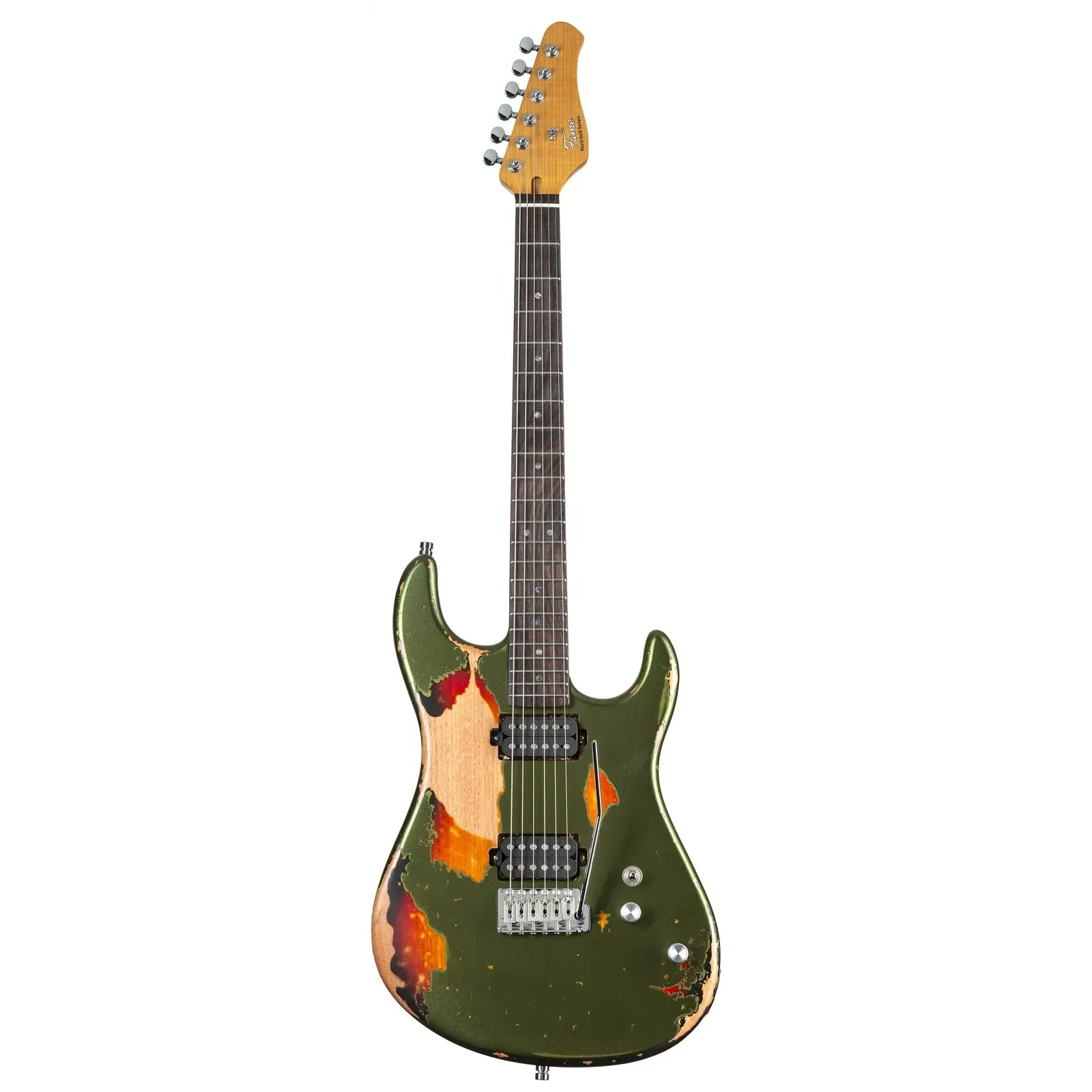 Электрогитара Fame Audio Custom ST RW Worn Olive Over Sunburst