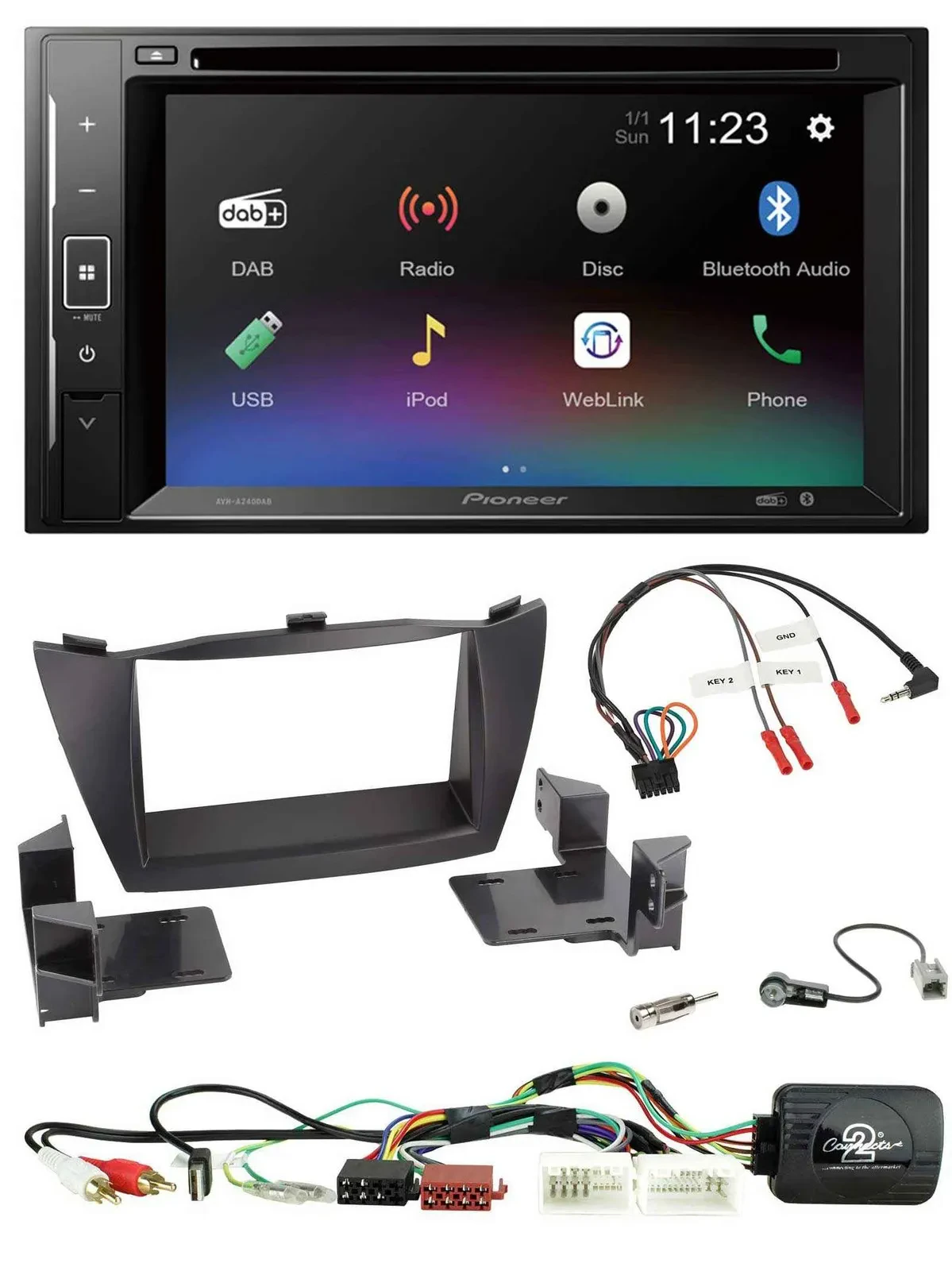 Pioneer Bluetooth Lenkrad USB 2DIN DAB DVD Autoradio für Hyundai Tucson 2010-201