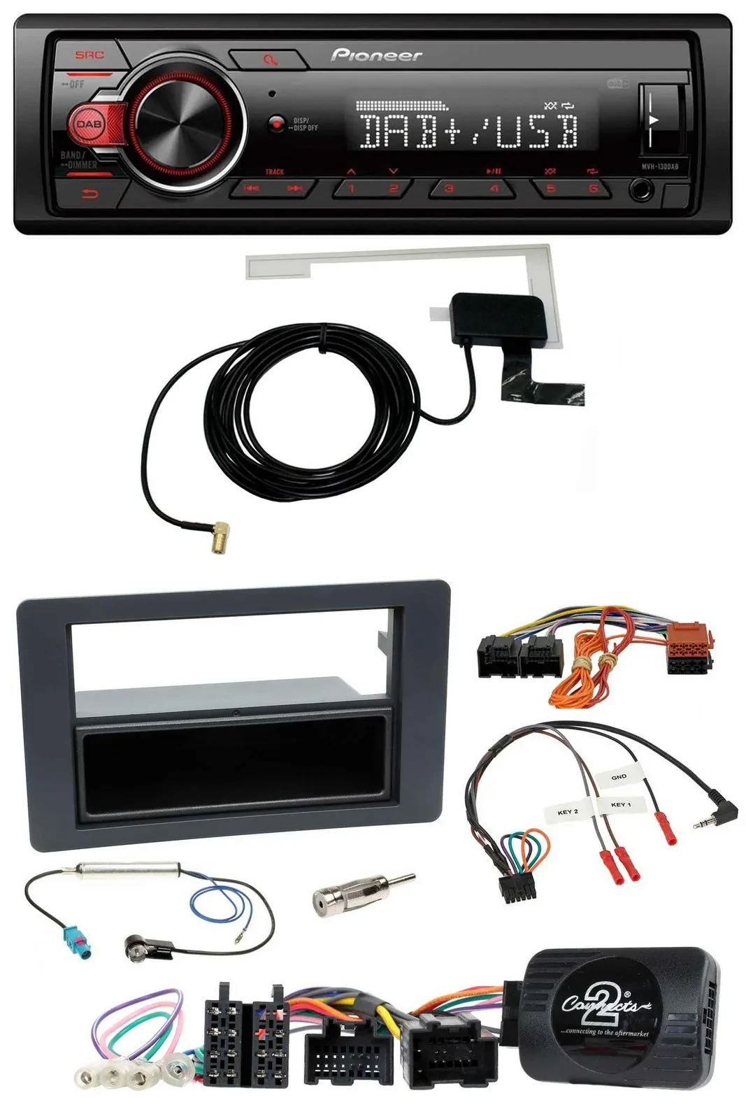 Pioneer 1DIN MP3 DAB USB Lenkrad Autoradio für Saab 9-5 YS3E Facelift 2005-2011