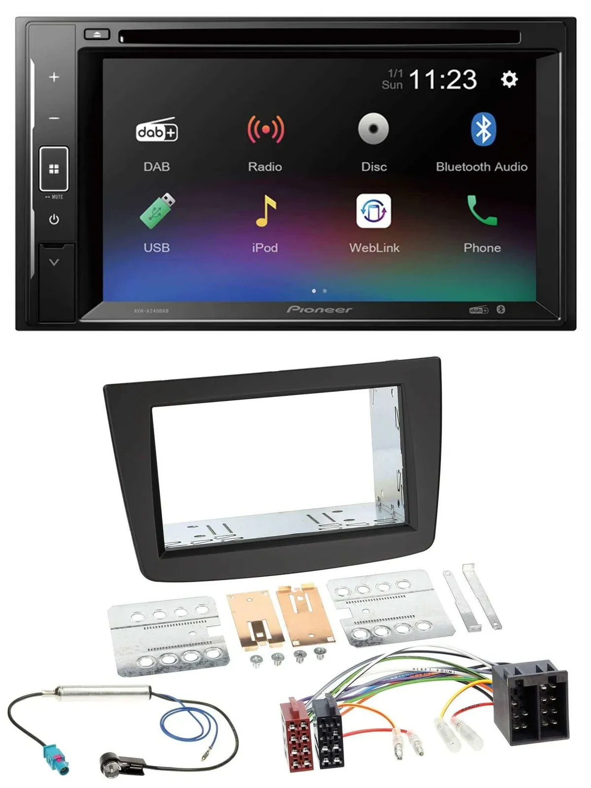 Pioneer Bluetooth MP3 USB 2DIN DAB DVD Autoradio für Alfa Romeo Mito 08-14 955 I