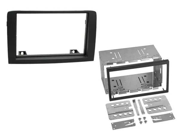 Radioblende Set Doppel DIN Autoradio für Fiat Idea (schwarz)