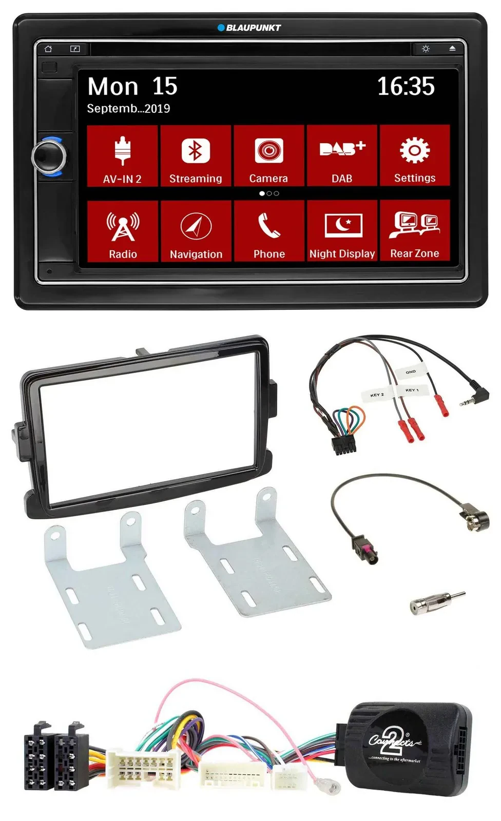 Blaupunkt Bluetooth DAB 2DIN USB DVD Lenkrad Autoradio für Dacia Sandero ab 13 p
