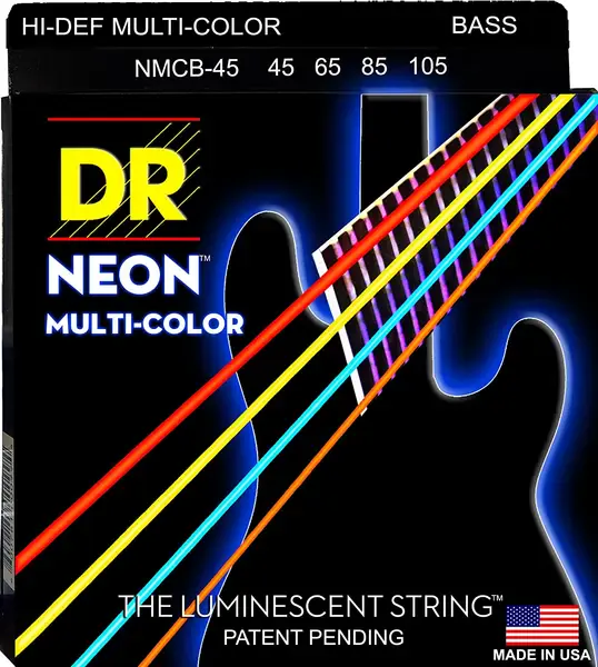 Струны для бас-гитары DR Strings NMCB-45 Neon Multi-Color 45-105 (люминисцентные)