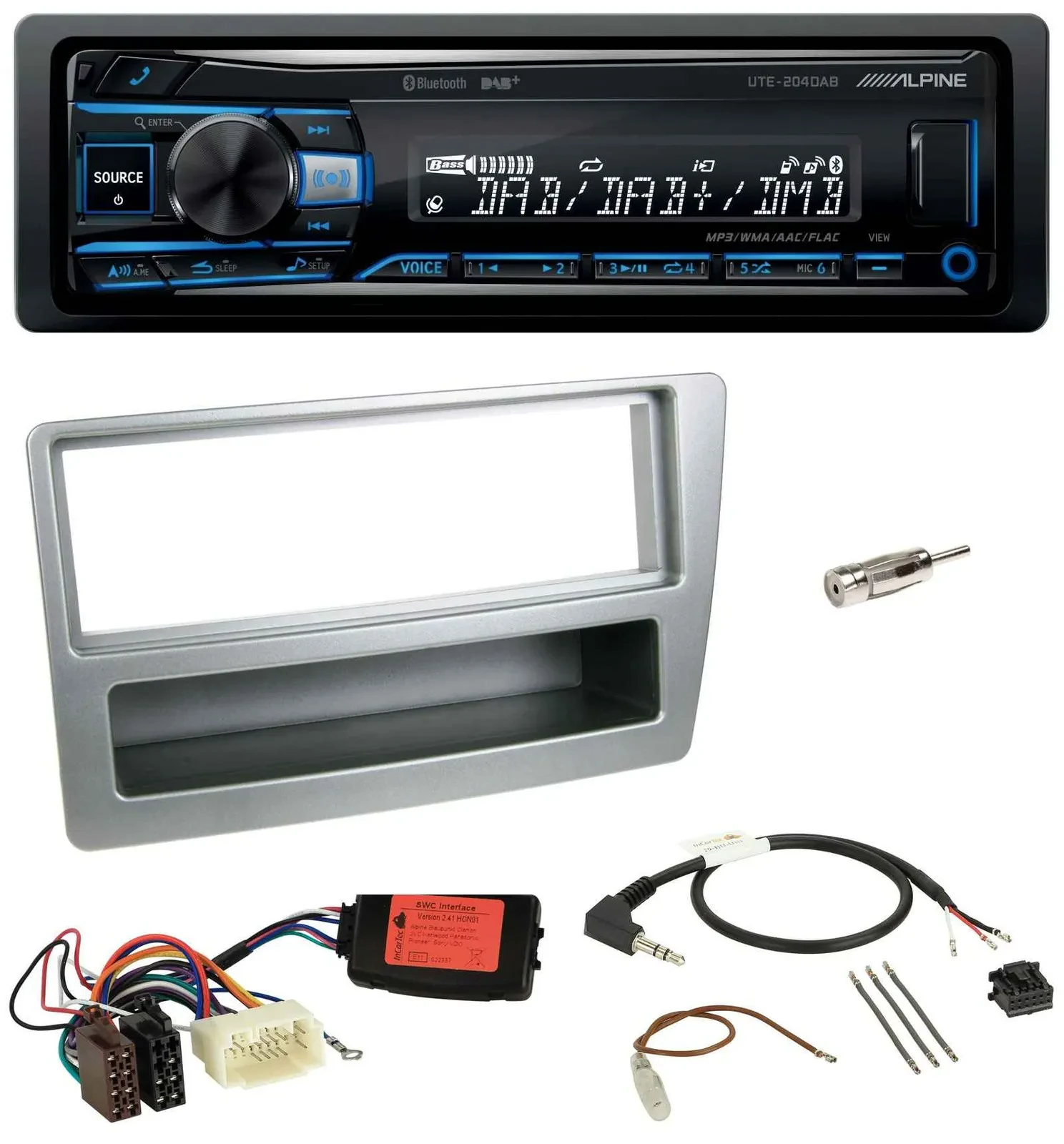 Alpine USB Bluetooth DAB Lenkrad Autoradio für Honda Civic 2004-2006 silber