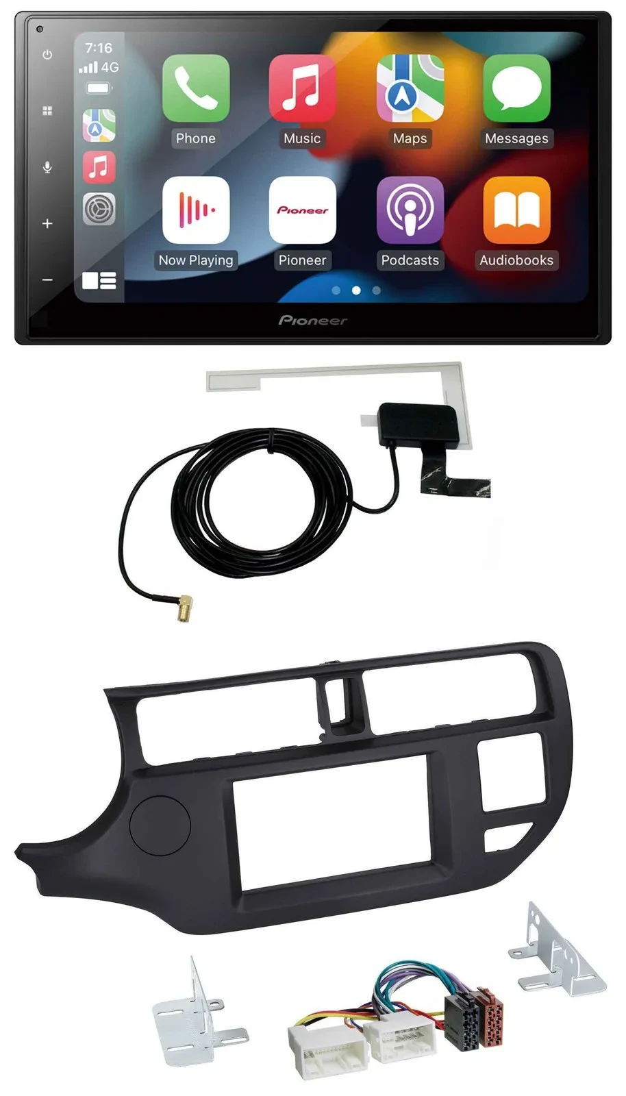 Pioneer MP3 USB Bluetooth DAB 2DIN Autoradio für Kia Rio 11-14 UB schwarz