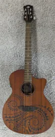 Luna Guitars Gypsy Tattoo Mahogany AcousticElectric Grand Concert Guitar Natural
