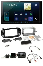 Pioneer Lenkrad Bluetooth USB 2DIN DAB Autoradio für Fiat 500 Fakra 08-15 schwar