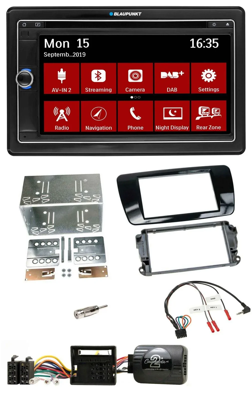 Blaupunkt Lenkrad DAB TMC 2DIN USB Bluetooth Navigation für Seat Ibiza ab 08 Kla