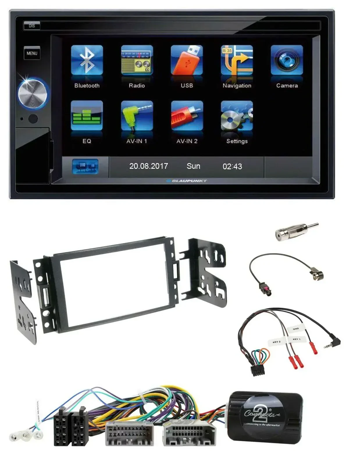 Blaupunkt 2DIN Bluetooth TMC USB Lenkrad SD Navigation für Jeep Grand Cherokee 2