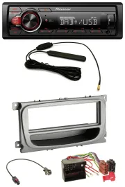 Автомагнитола Pioneer 1-DIN, MP3, DAB, USB, AUX, серебристая, для Ford Focus/Galaxy/C-Max (с 2007)