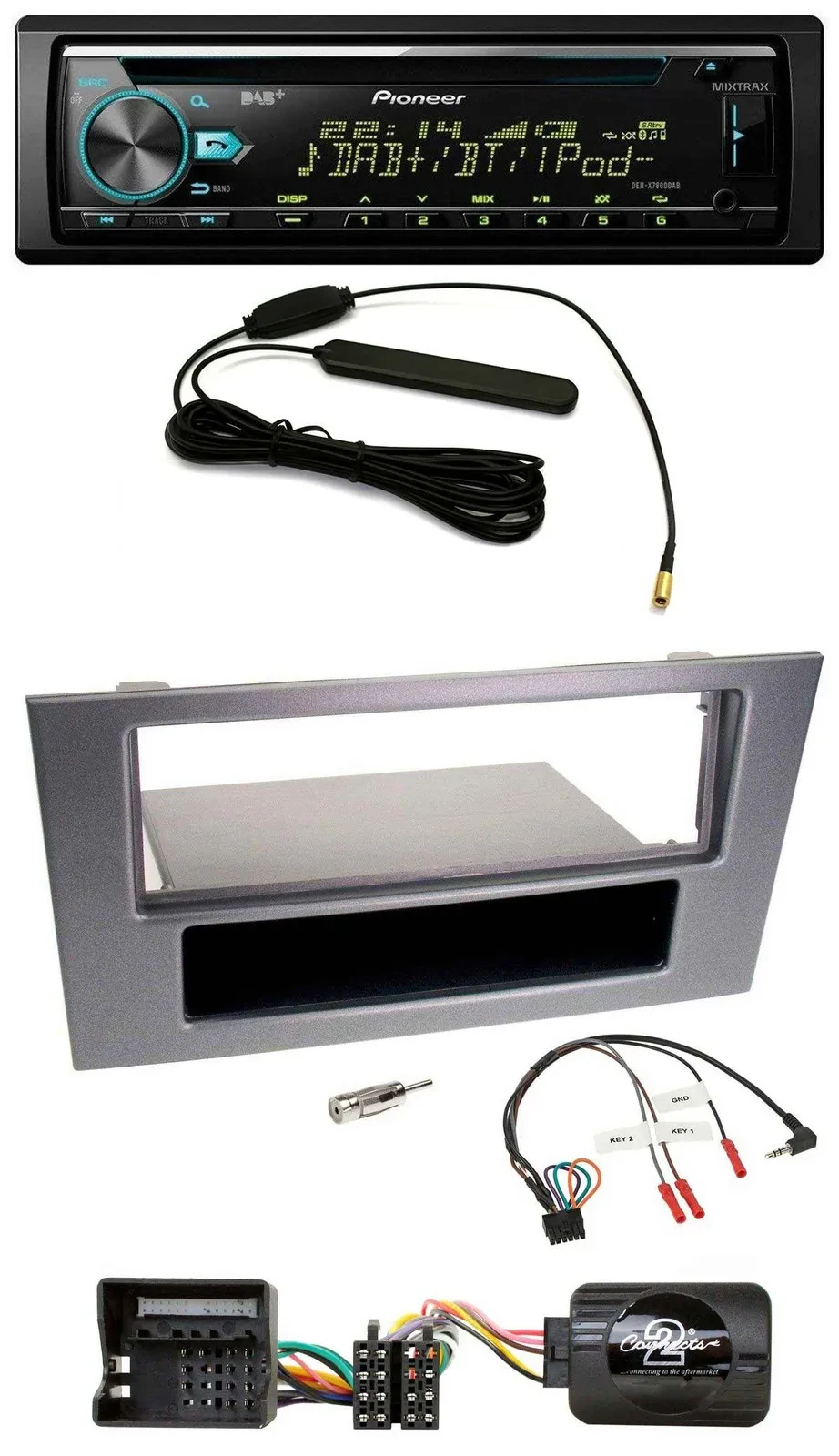 Автомагнитола Pioneer CD/MP3, DAB, USB для Ford Mondeo 2004–2007, антрацит