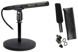 Audio Technica AT875R Short Shotgun Condenser Microphone w/ Line+Mic Stand