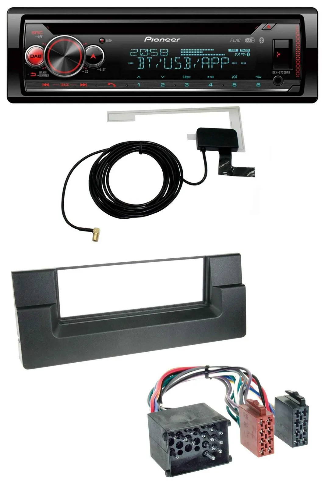 Автомагнитола для BMW 5 (E39), X5 (E53) Pioneer DAB CD MP3 USB Bluetooth круглый пин