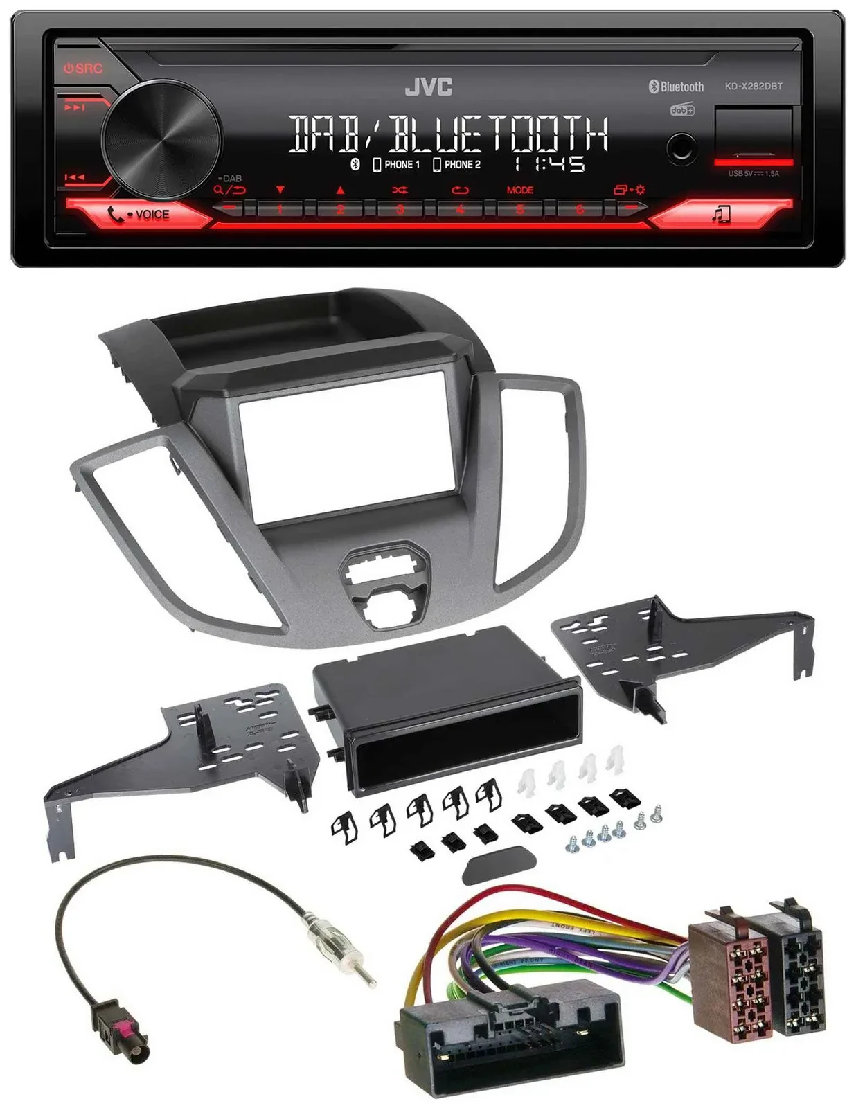 Автомагнитола для Ford Transit V363 (2014–2018) JVC Bluetooth, USB, DAB, MP3