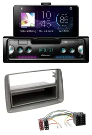 Pioneer USB MP3 Bluetooth DAB Autoradio für Fiat Panda (169 2003-2012) grau