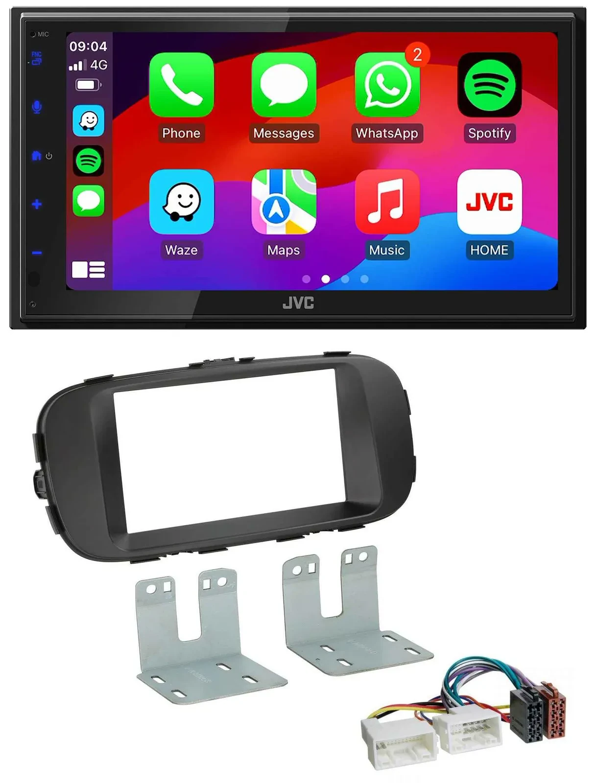 Автомагнитола JVC 2DIN, Bluetooth, USB, MP3, DAB, для Kia Soul, чёрный
