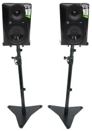 (2) Mackie MR524 5” 50w Powered Studio Monitors Speakers+Adjustable Stands