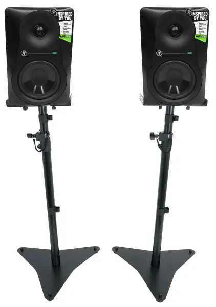(2) Mackie MR524 5” 50w Powered Studio Monitors Speakers+Adjustable Stands