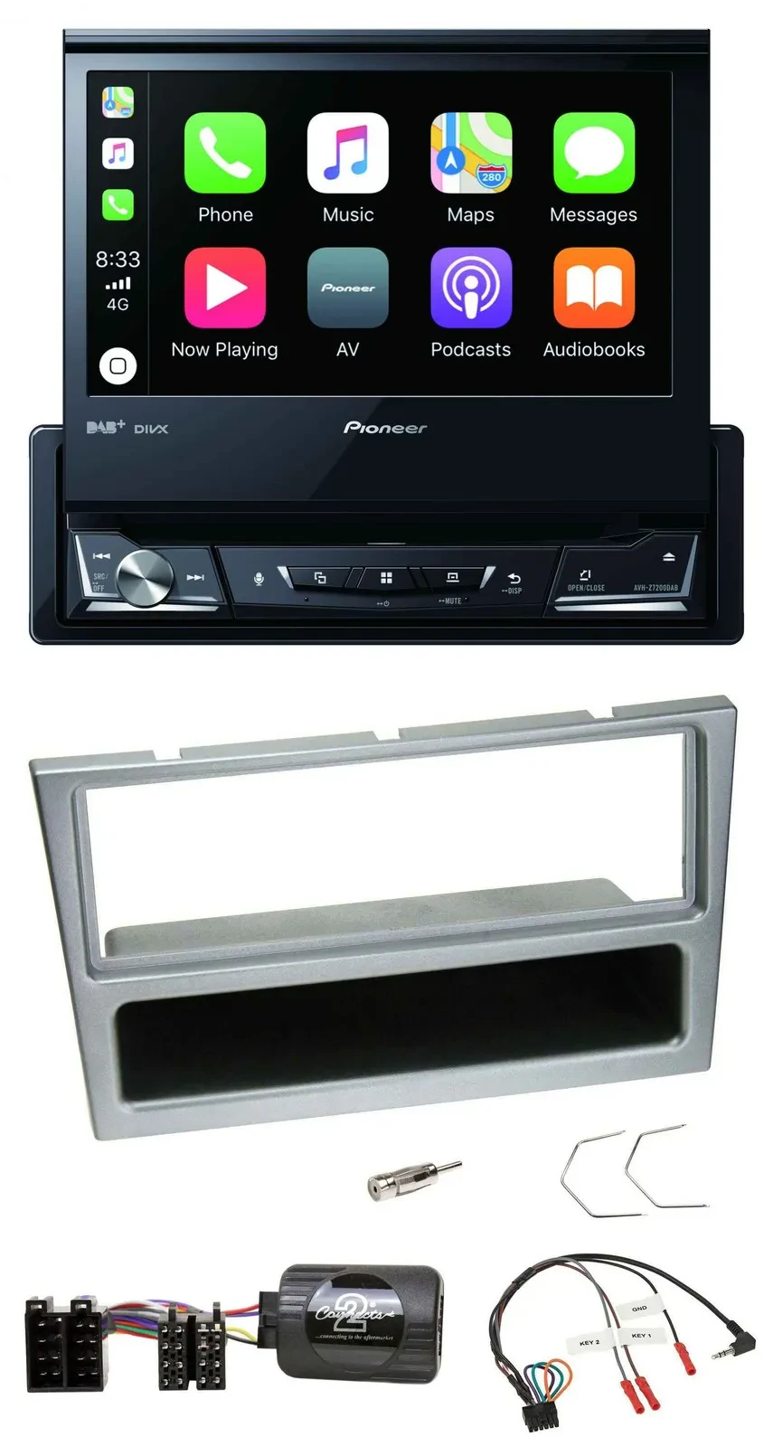 Pioneer DVD Bluetooth DAB USB Lenkrad Autoradio für Opel Corsa C 2000-2004 silbe