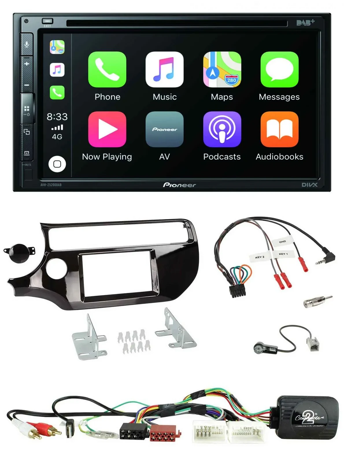 Pioneer DVD 2DIN Lenkrad DAB Bluetooth USB Autoradio für Kia Rio UB ab 2015 pian