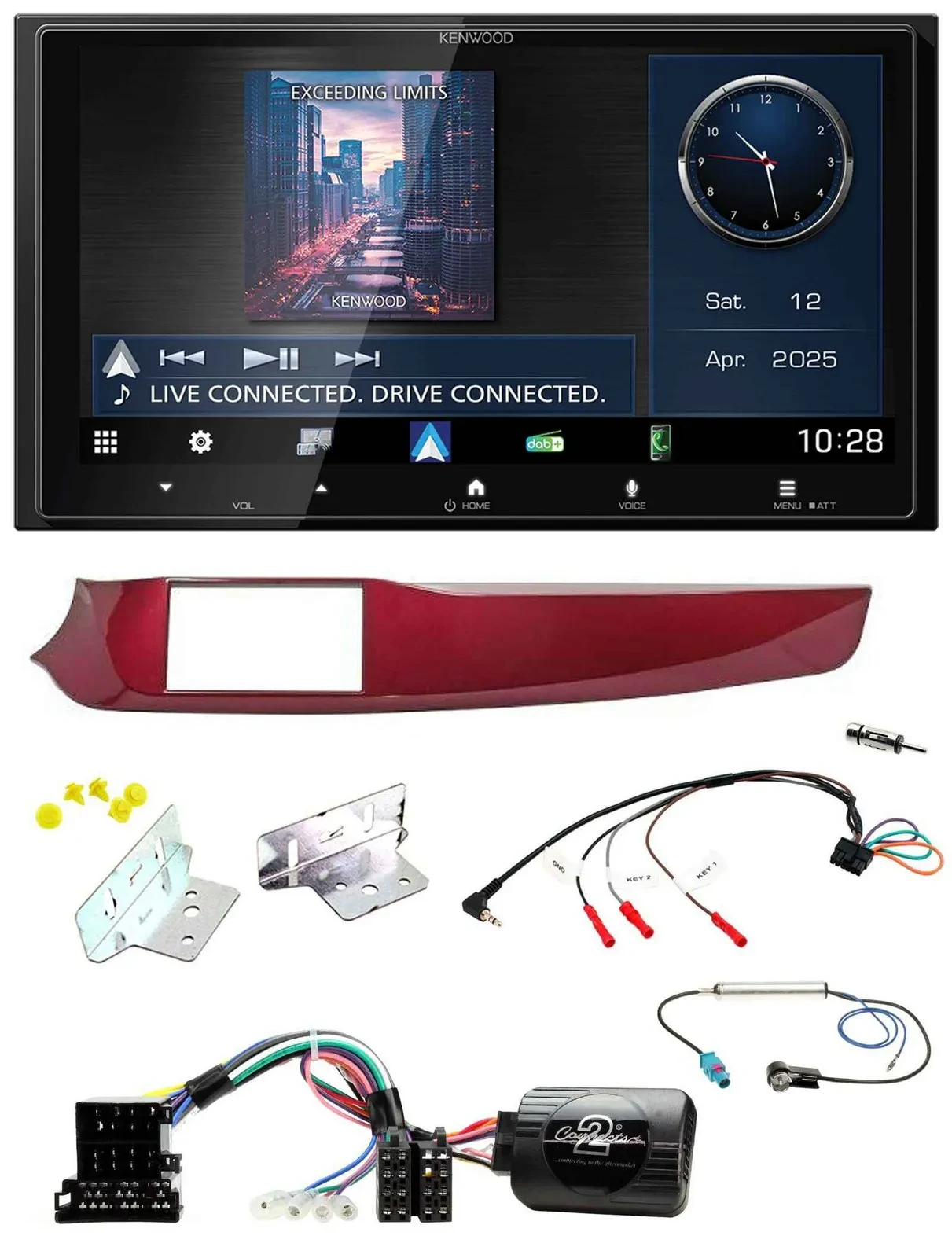 Kenwood Bluetooth 2DIN USB DAB Lenkrad Autoradio für Alfa Giulietta rot 940 2010