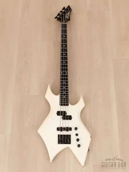 Бас-гитара B.C. Rich Warlock Bass NJ Series WB-857 Vintage PJ White Japan 1990