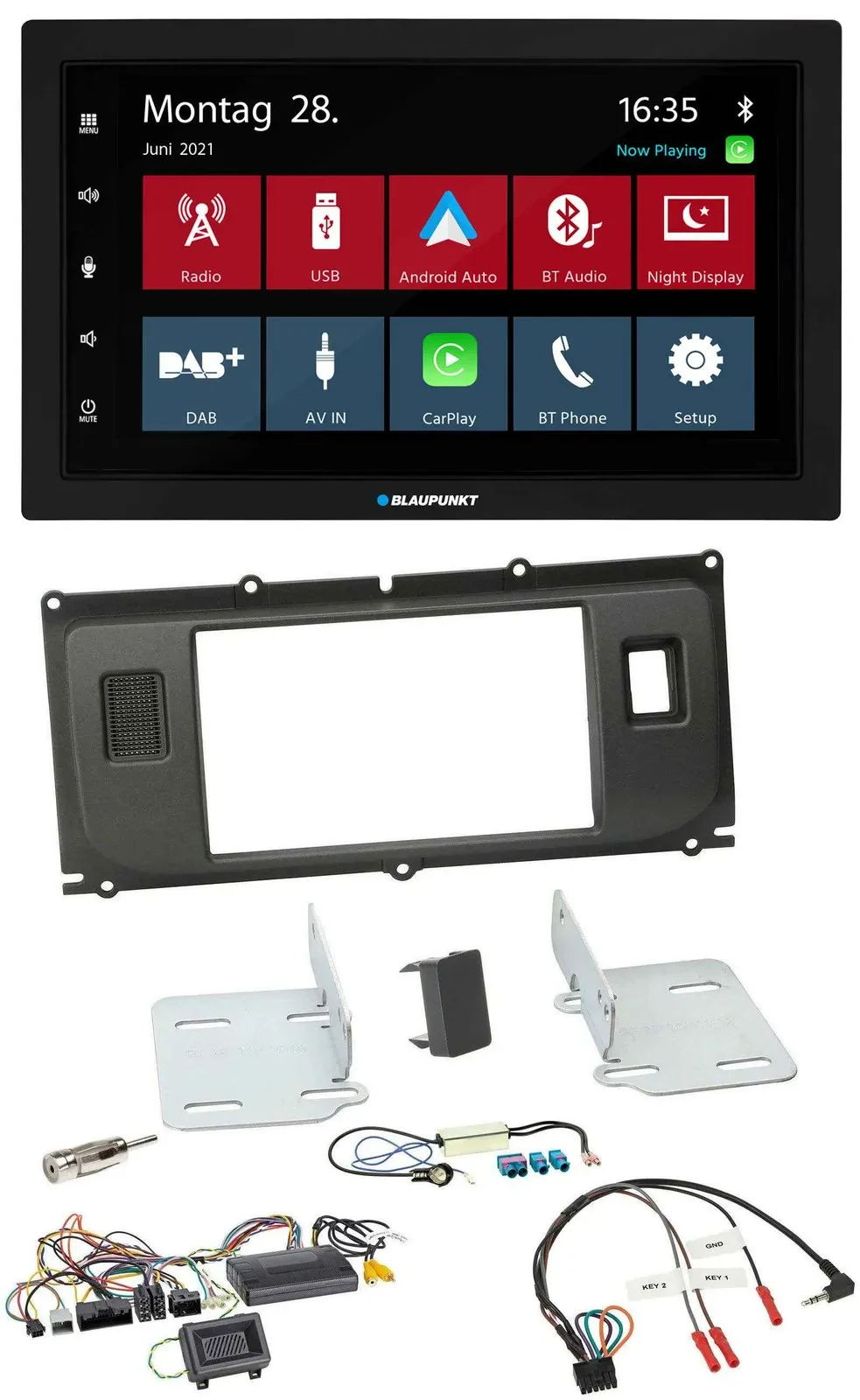 Blaupunkt Lenkrad Bluetooth DAB 2DIN USB Autoradio für Land Rover Evoque Blindst