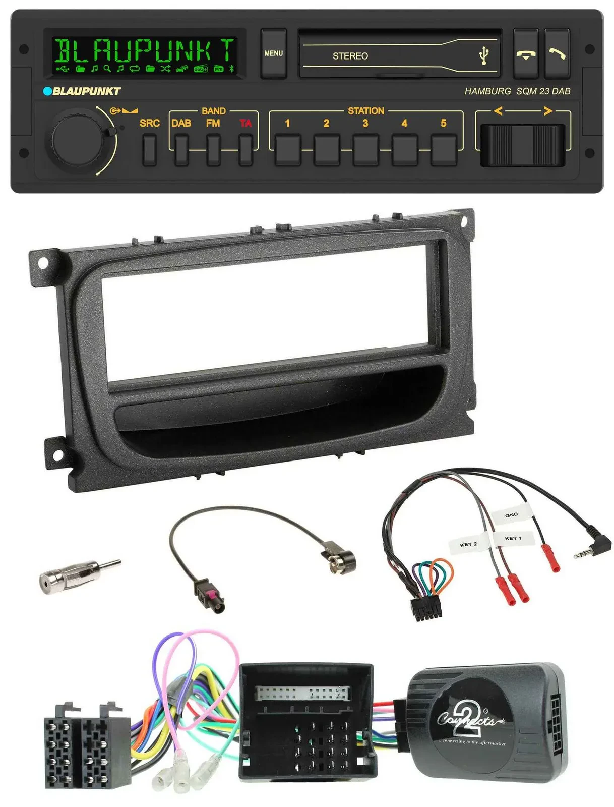 Blaupunkt USB DAB Bluetooth Lenkrad Autoradio für Ford C-Max Focus Can 07-10 Gal