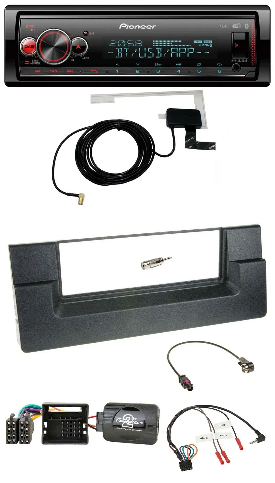 Pioneer Bluetooth DAB USB Lenkrad Autoradio für BMW 5er E39 2001-2004 Quadlock