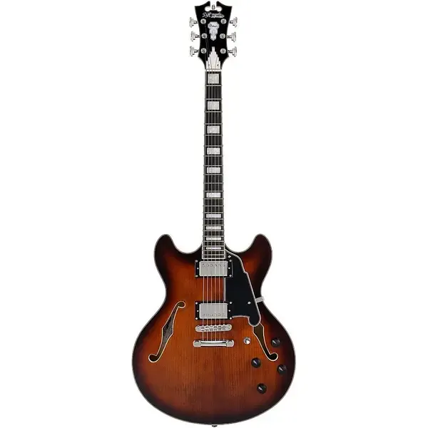 Электрогитара полуакустическая D'Angelico Premier DC Semi-Hollow Electric Guitar Brown Burst