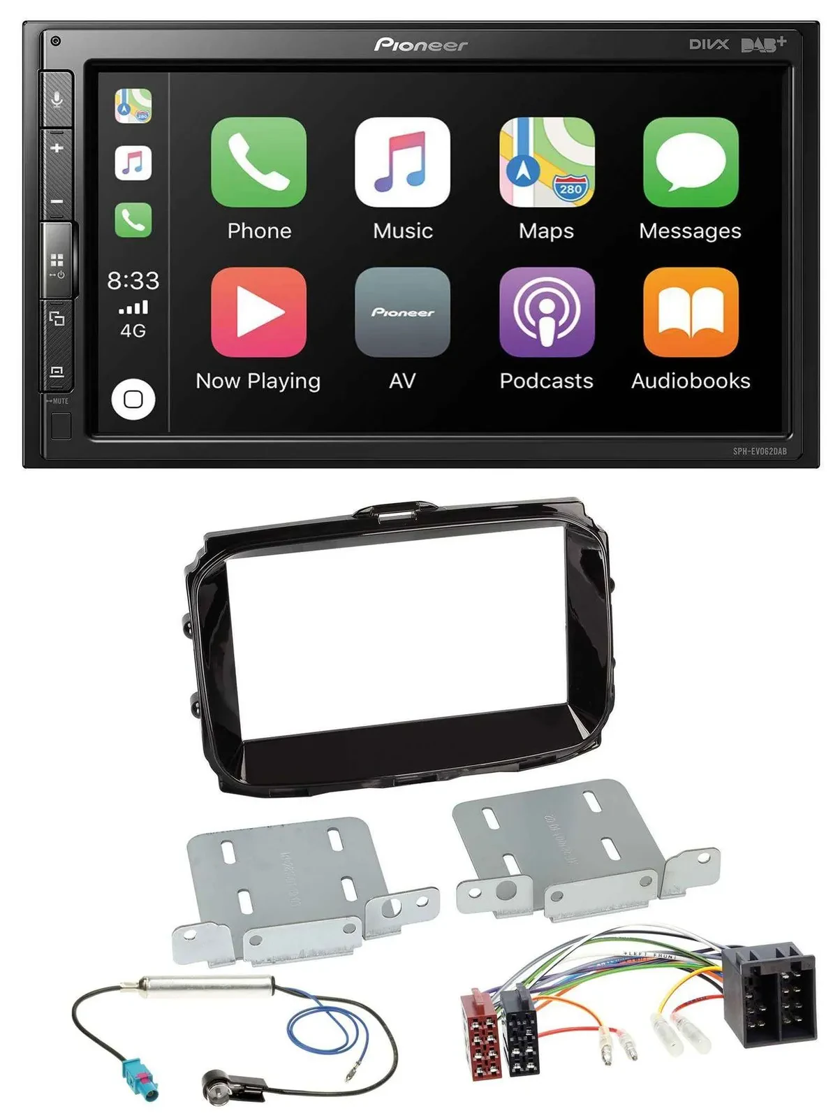 Автомагнитола для Alfa Romeo Pioneer 2DIN, DAB, Bluetooth, USB, MP3, ISO (с 2013), piano black