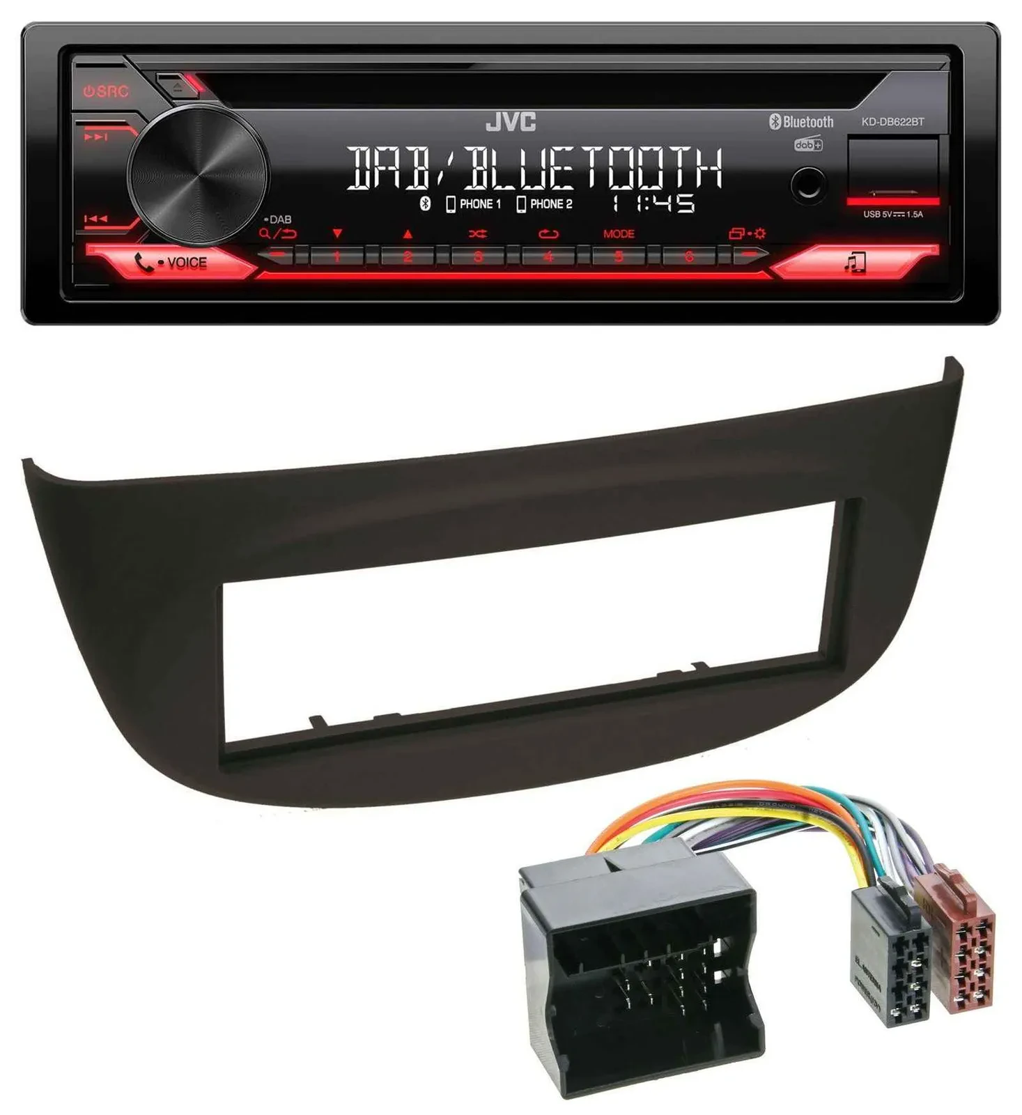 JVC CD DAB USB Bluetooth MP3 Autoradio für Renault Twingo (07-14) schwarz