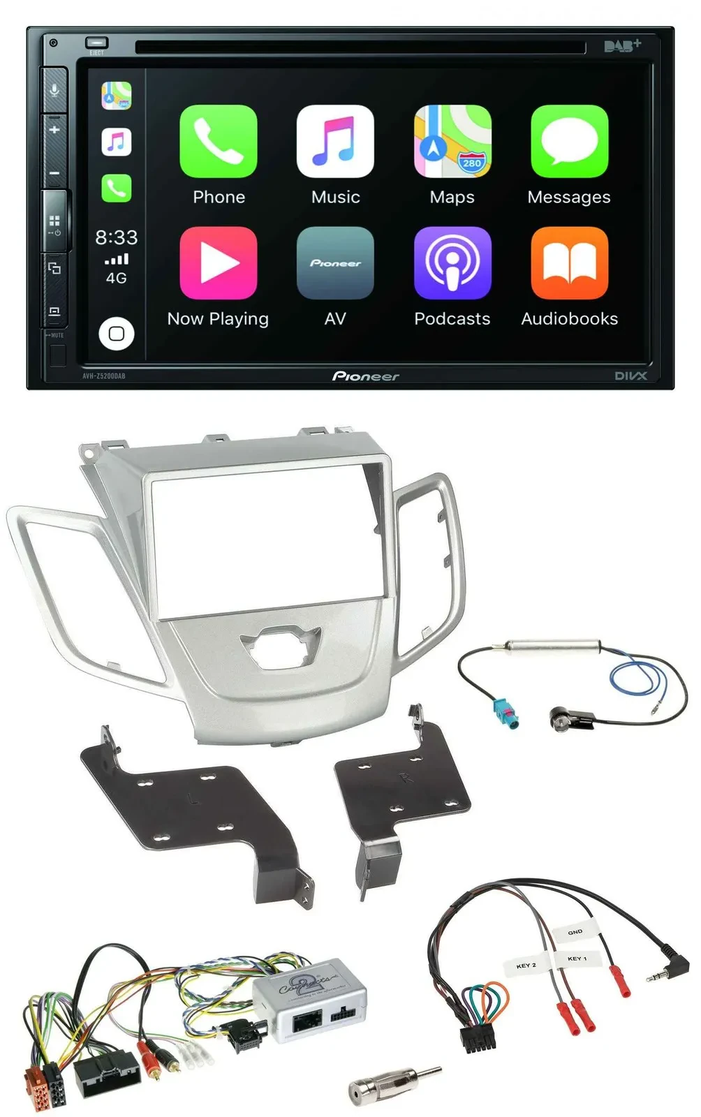 Pioneer DVD 2DIN Lenkrad DAB Bluetooth USB Autoradio für Ford Fiesta 2010-2017 s