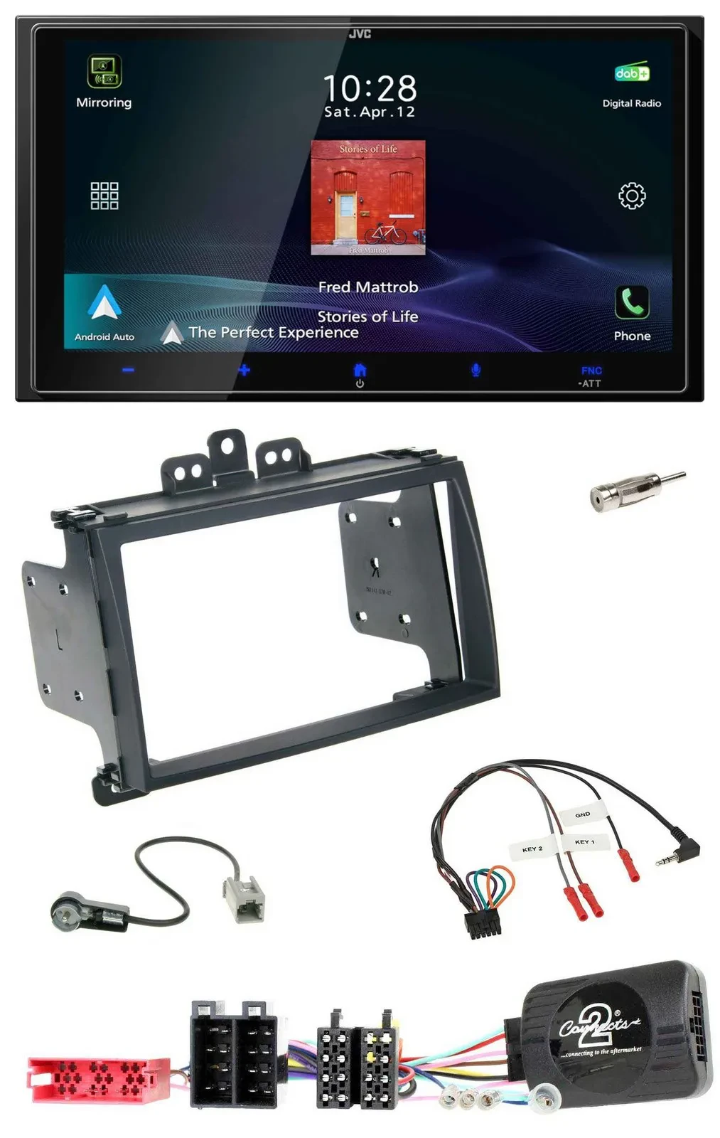 JVC USB Bluetooth 2DIN DAB Lenkrad Autoradio für Hyundai i20 09-12 schwarz