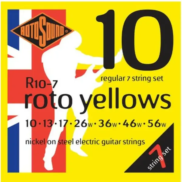Струны для 7-струнной электрогитары Rotosound R10-7 Roto Yellows 10-56