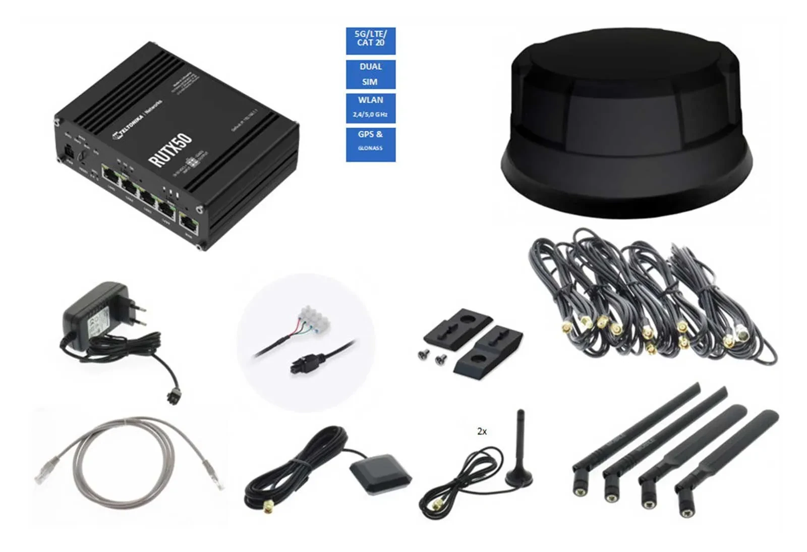 Teltonika 5G WLAN Router RUTX50B ANT530 schwarz TEL-RUTX50B-530B