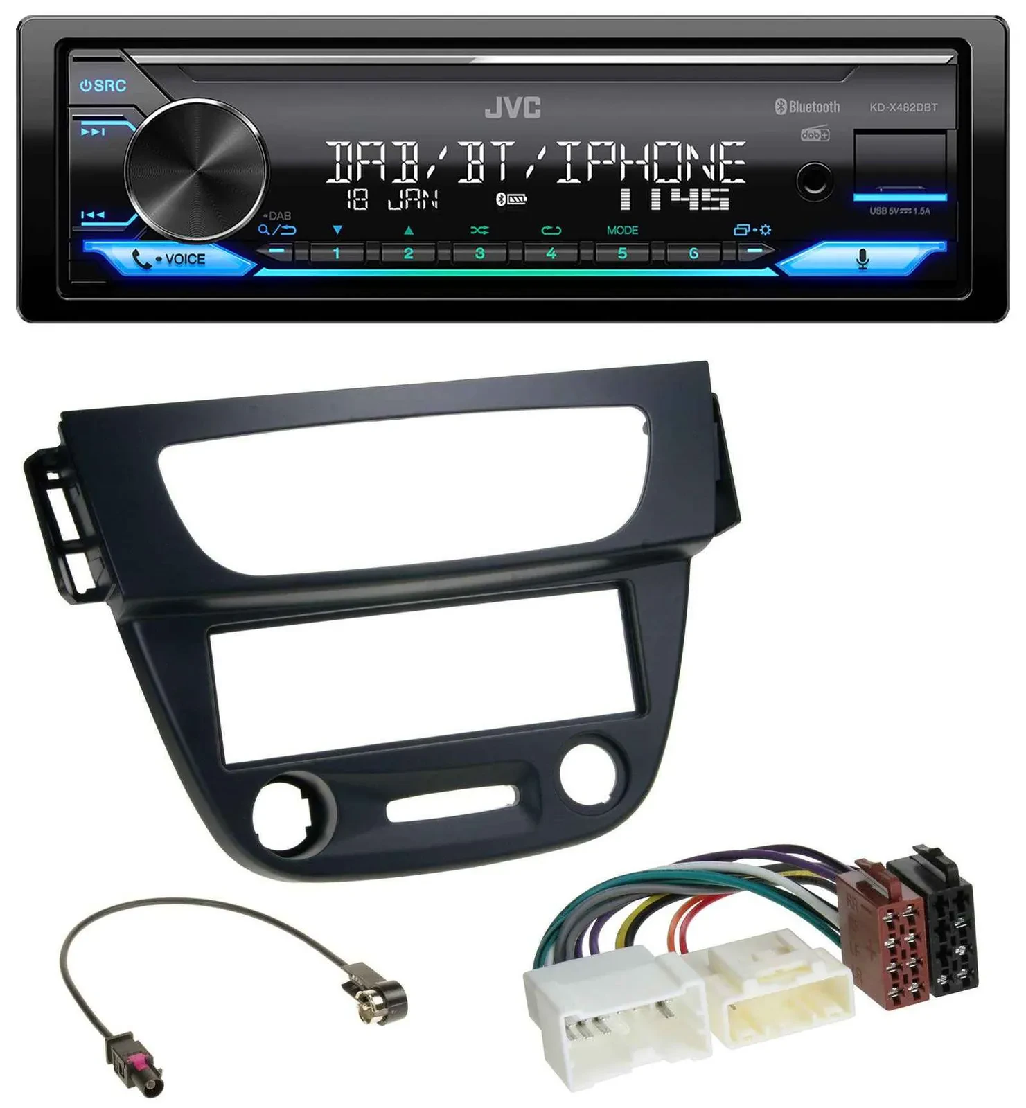 JVC Bluetooth DAB USB MP3 Autoradio für Renault Megane 3 09-14 schwarz
