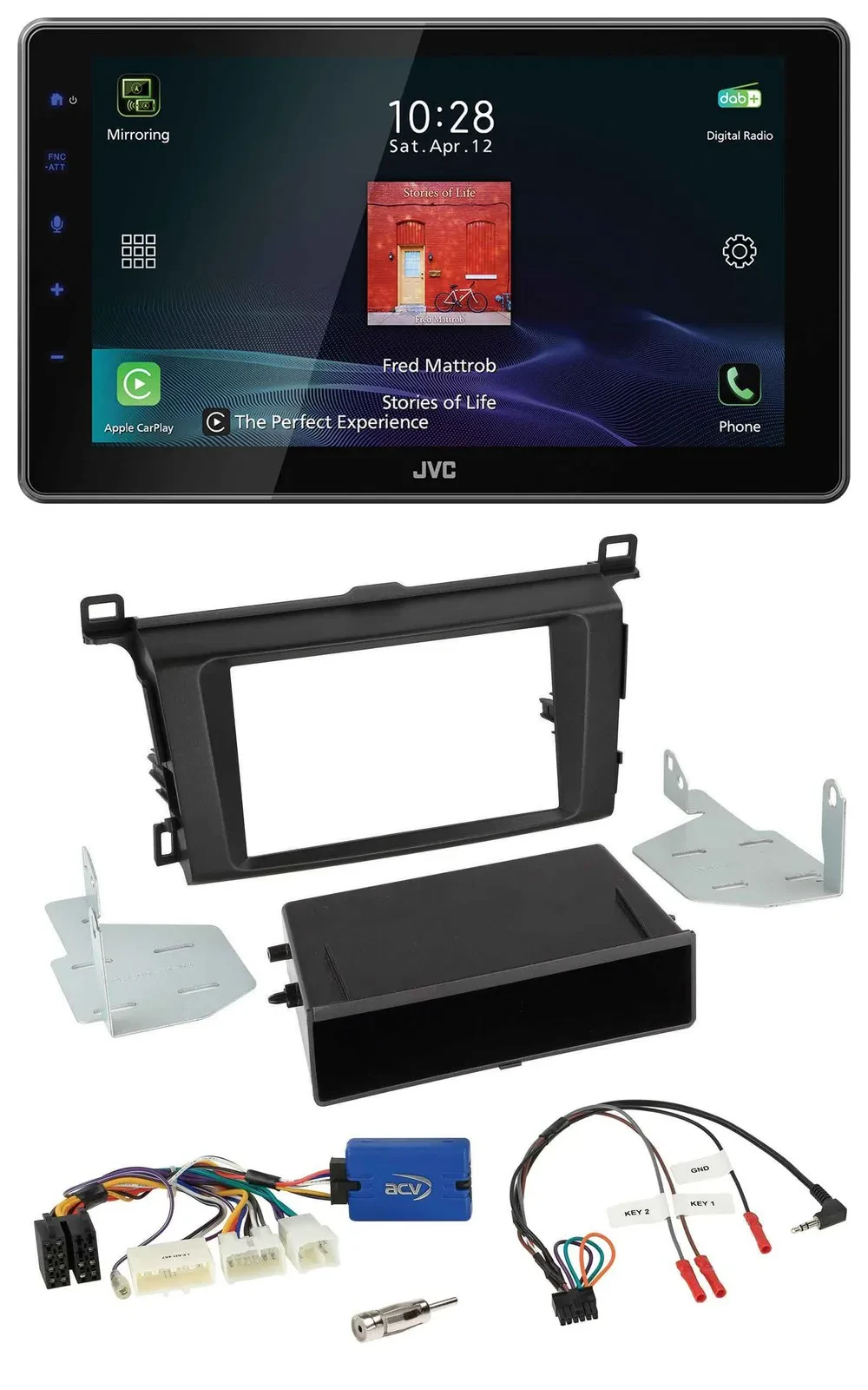 JVC DAB Lenkrad Bluetooth USB Autoradio für Toyota RAV-4 ab 2013
