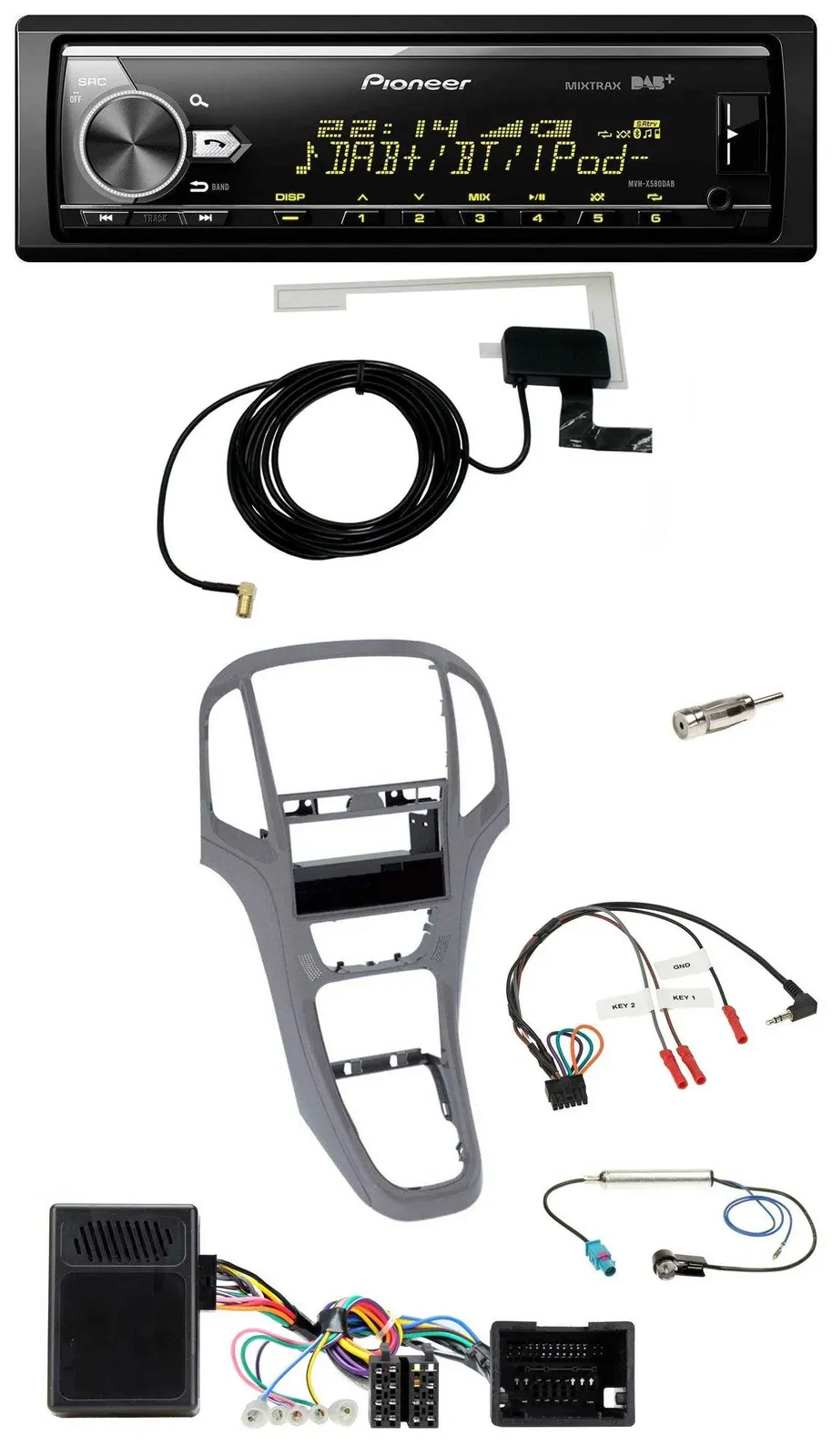 Автомагнитола Pioneer Bluetooth, DAB, USB для Opel Astra J (с 2009), цвет титан серый