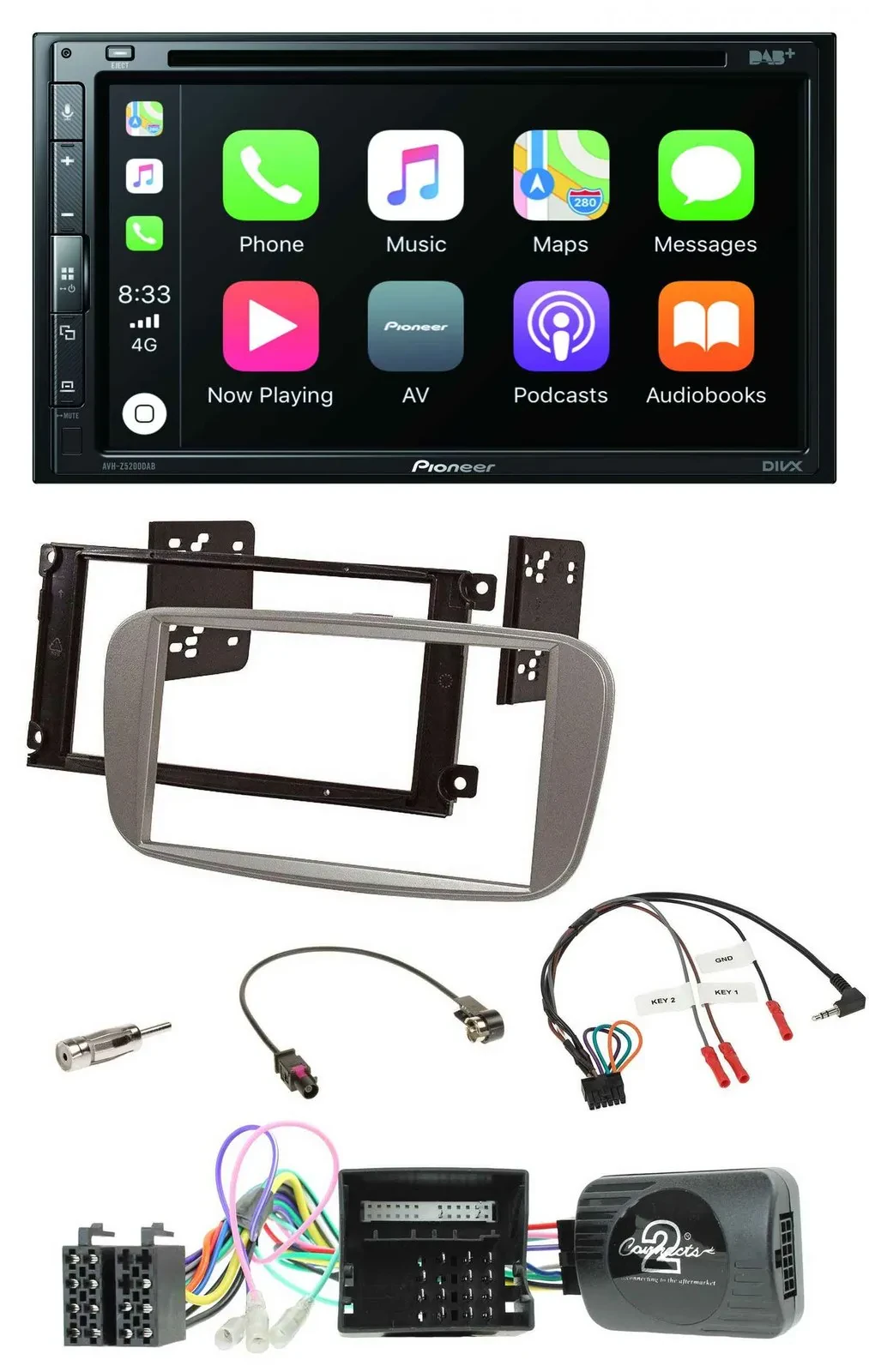 Pioneer DVD 2DIN Lenkrad DAB Bluetooth USB Autoradio für Ford C Max Galaxy Focus