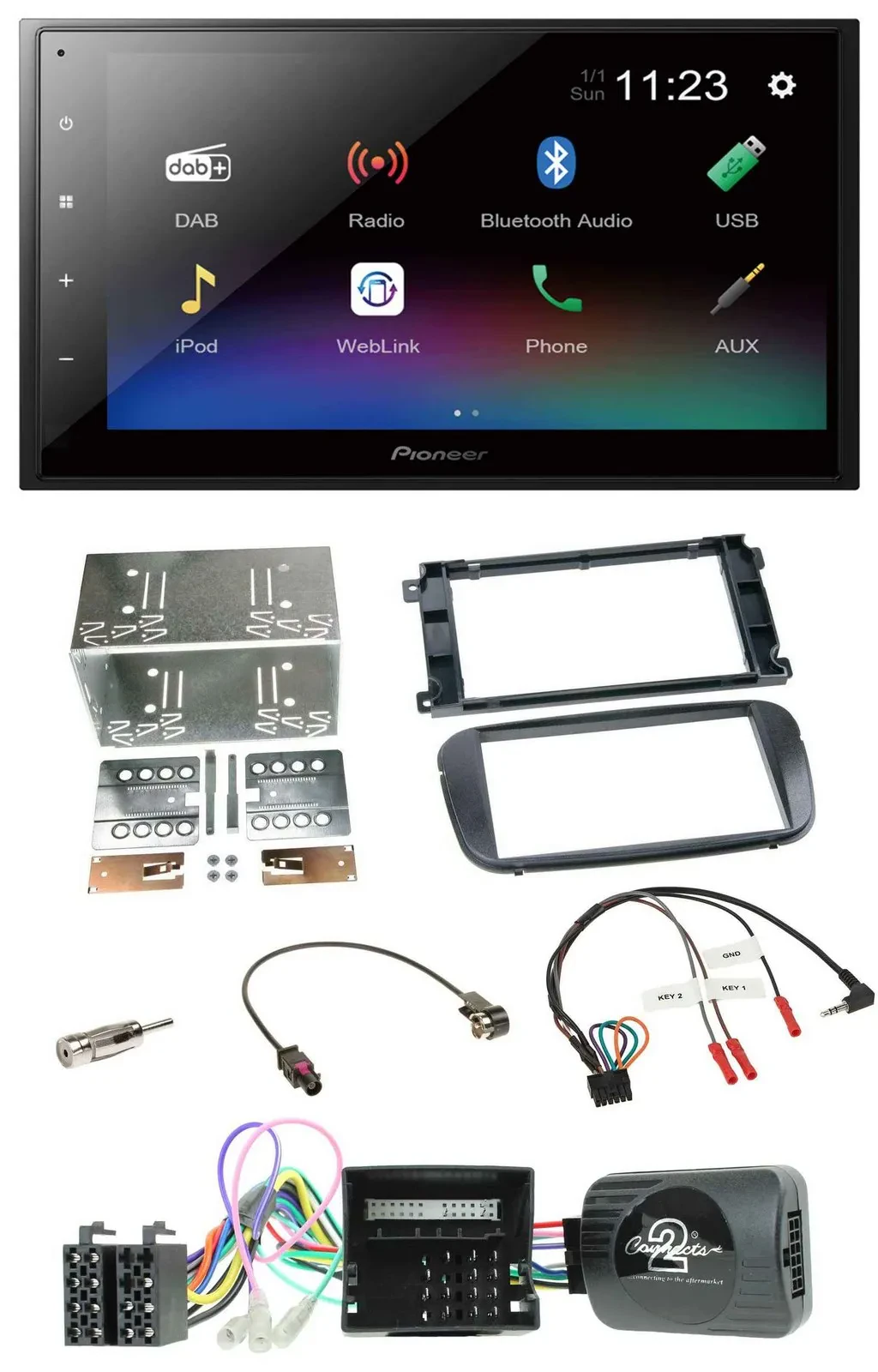 Pioneer USB Bluetooth DAB 2DIN Lenkrad Autoradio für Ford C-Max Galaxy Focus sch