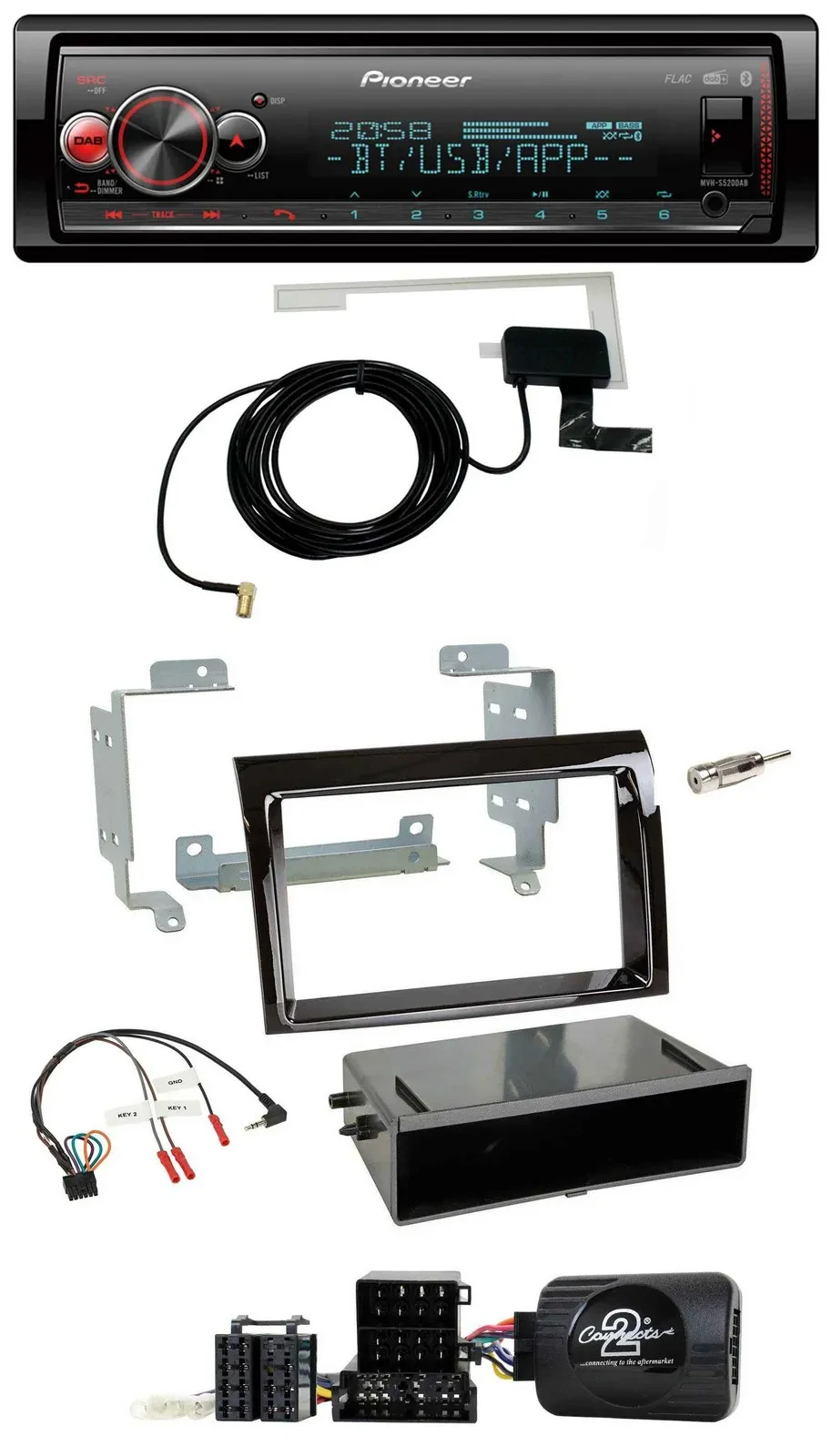 Pioneer Bluetooth DAB USB Lenkrad Autoradio für Fiat Ducato 2006-2008 piano