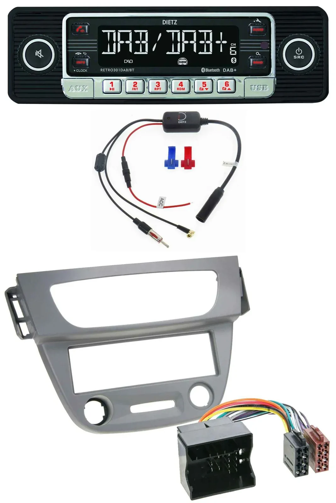 Dietz MP3 DAB Bluetooth USB Autoradio für Renault Megane 3 Quadlock 09-14 grau